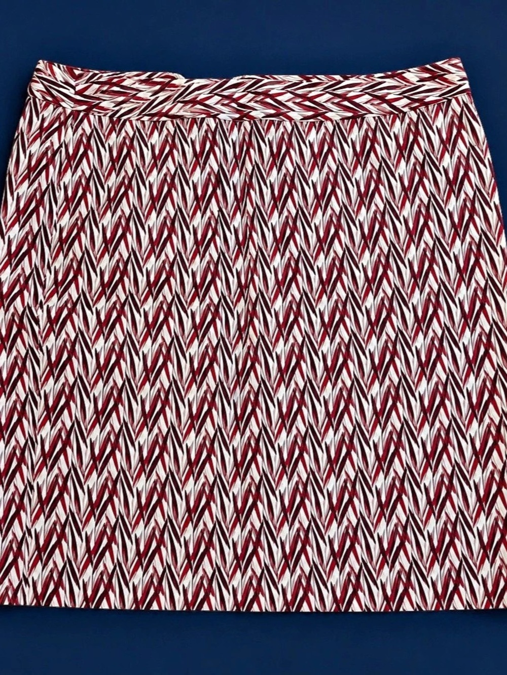 Worthington Red & White Geometric Print Skirt Size 14 NWT